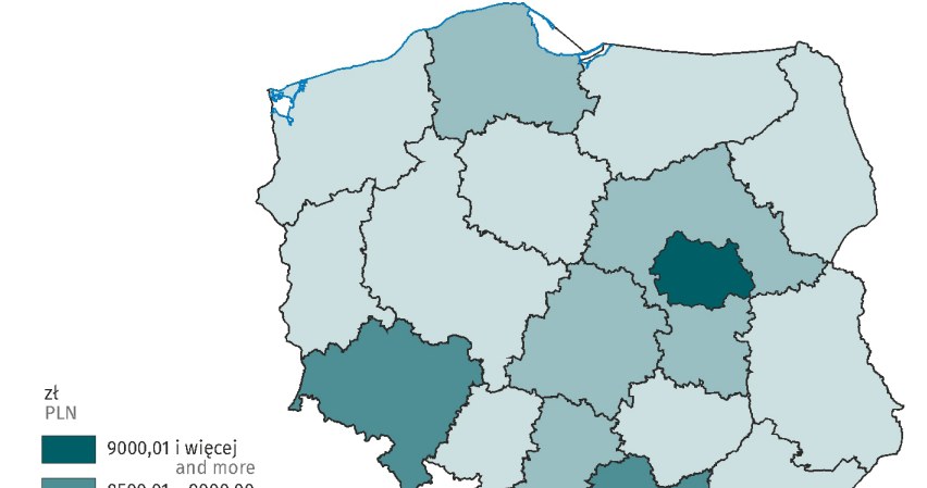 Przeciętne miesięczne wynagrodzenia brutto w pierwszym półroczu 2024 r. /GUS /INTERIA.PL