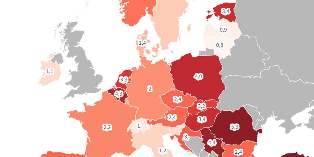 Na europejskiej mapie inflacyjnej Europy jesteśmy wysoko. Niestety