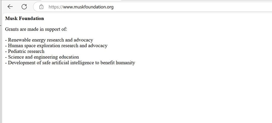 Strona internetowa Fundacji Elona Muska
