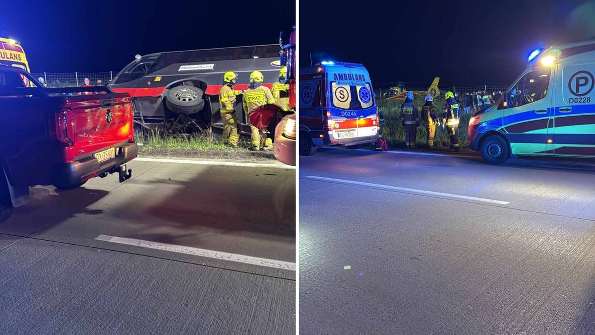 Incydent z autokarem na autostradzie A4 w kierunku Wrocławia Wypadek autobusu na A4. Na pokładzie 50 cudzoziemców