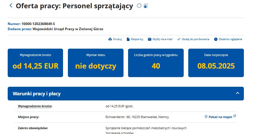 Sprzątasz, a zarabiasz więcej niż urzędnik. Płacą prawie 11 tys. zł Sprząta i zarabia 11 tys. miesięcznie. Szukają pracownika na już /Centralna Baza Ofert Pracy /materiał zewnętrzny
