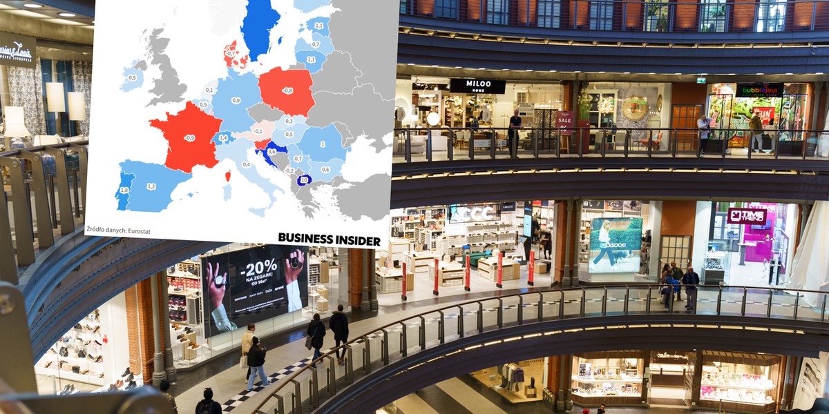 Polskie sklepy w czerwcu wypadły gorzej niż w Europie. Na zdjęciu: centrum handlowe w Poznaniu.