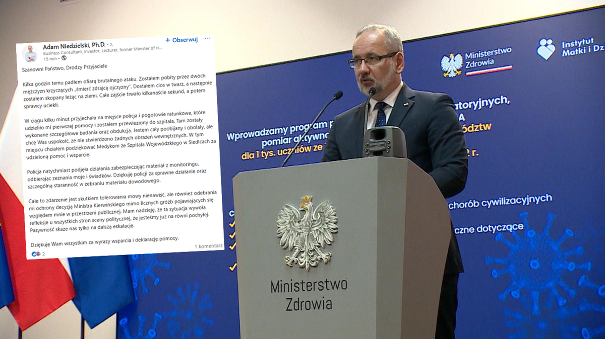 Adam Niedzielski odniósł się do incydentu napaści Niedzielski pobity na ulicy. Były minister zabiera głos.