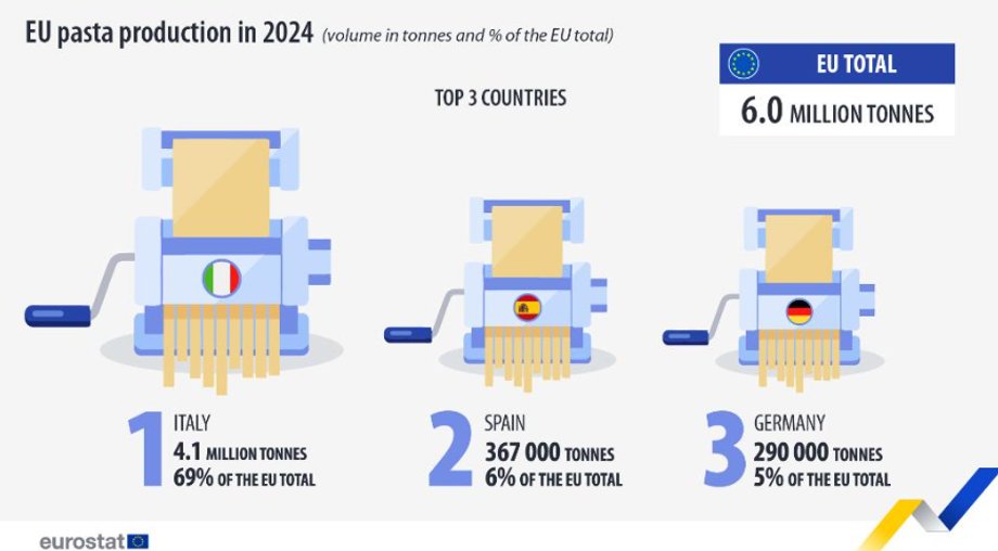 W sobotę, 25 października, obchodzimy światowy dzień pasty. Z tej okazji Eurostat opublikował kilka interesujących danych statystycznych. W Unii Europejskiej jest jeden, niezaprzeczalny lider w wytwarzaniu. Polska w tym aspekcie ustępuje Czechom i Węgrom. Bardziej zaskakujące może być, do jakich państw najwięcej pasty się wysyła. Trzy kraje UE z największą produkcją makaronu