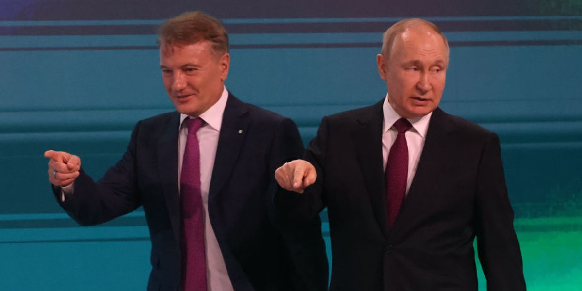 Prezes Sberbanku German Gref i prezydent Rosji Władimir Putin