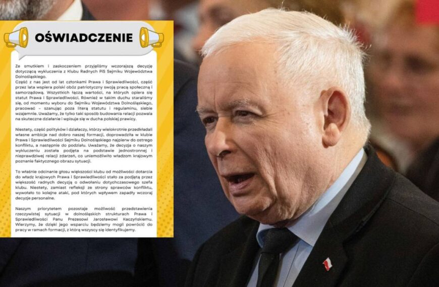 Trzęsienie ziemi w dolnośląskiej partii Prawo i Sprawiedliwość. Wyrzuceni radni odpowiadają Kaczyńskiemu.