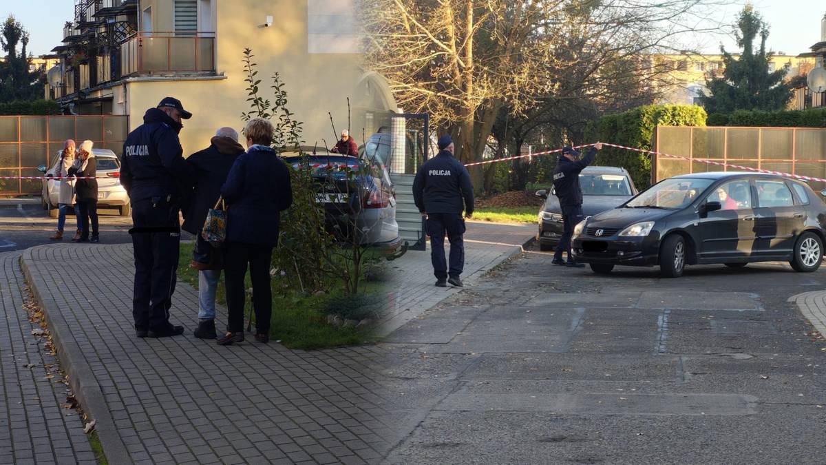 Policjanci zabezpieczają teren we Wrześni po znalezieniu niewybuch&oacute;w, ewakuowano mieszkańc&oacute;w.