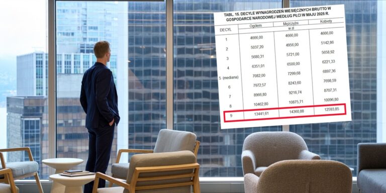 Jeśli twoje dochody wynoszą co najmniej 13 tys. 442 zł brutto każdego miesiąca, to przynależysz do grupy 10% osób w Polsce z najwyższymi zarobkami. Takie wnioski płyną z najnowszych danych zaprezentowanych przez Główny Urząd Statystyczny. Jednocześnie dowiedzieliśmy się, jak rzeczywiście wyglądają zarobki typowego Polaka, czyli takiego, gdzie połowa pracujących zarabia więcej, a połowa mniej. Zarobki 10% najzamożniejszych. Najświeższe statystyki GUS. - INFBusiness