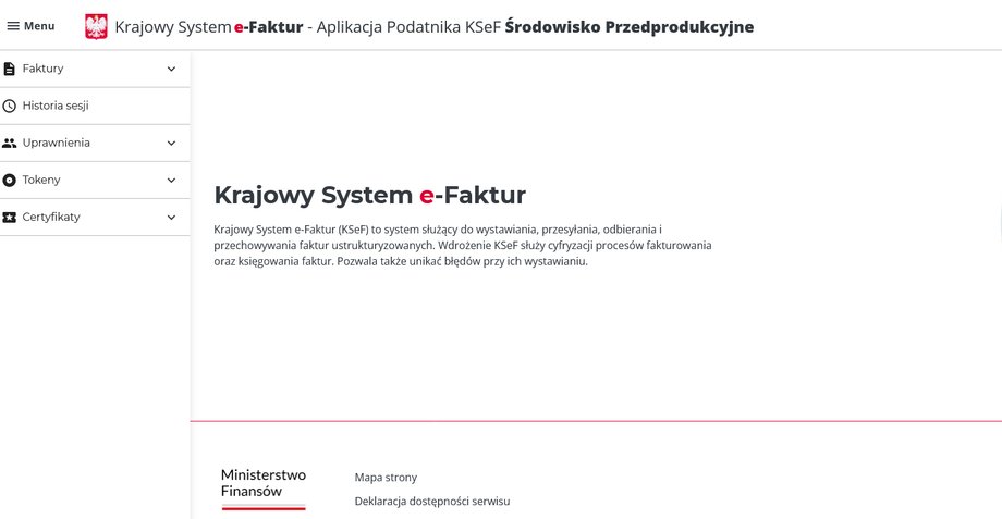 Krajowy System e-Faktur - tak wygląda po zalogowaniu do Aplikacji Podatnika KSeF 2.0