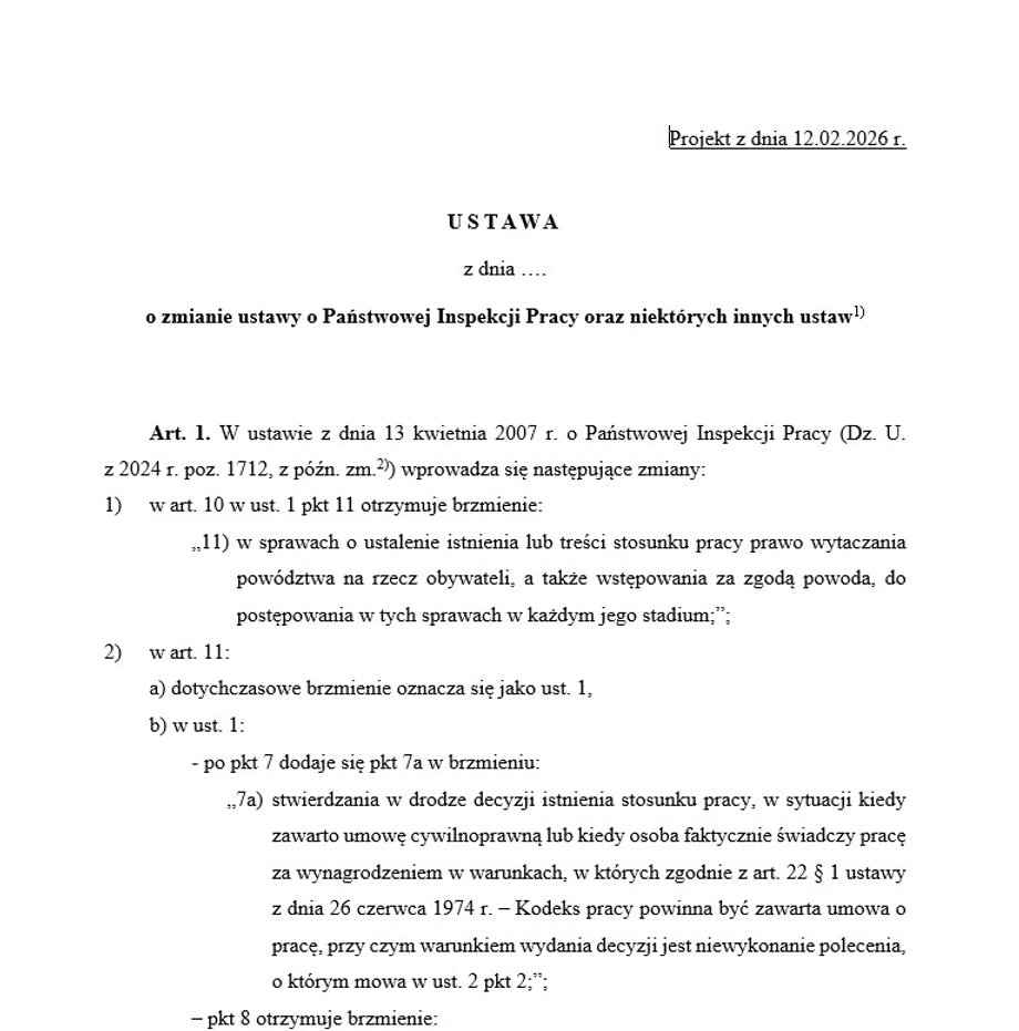 Rząd przyjął projekt ustawy o Państwowej Inspekcji Pracy