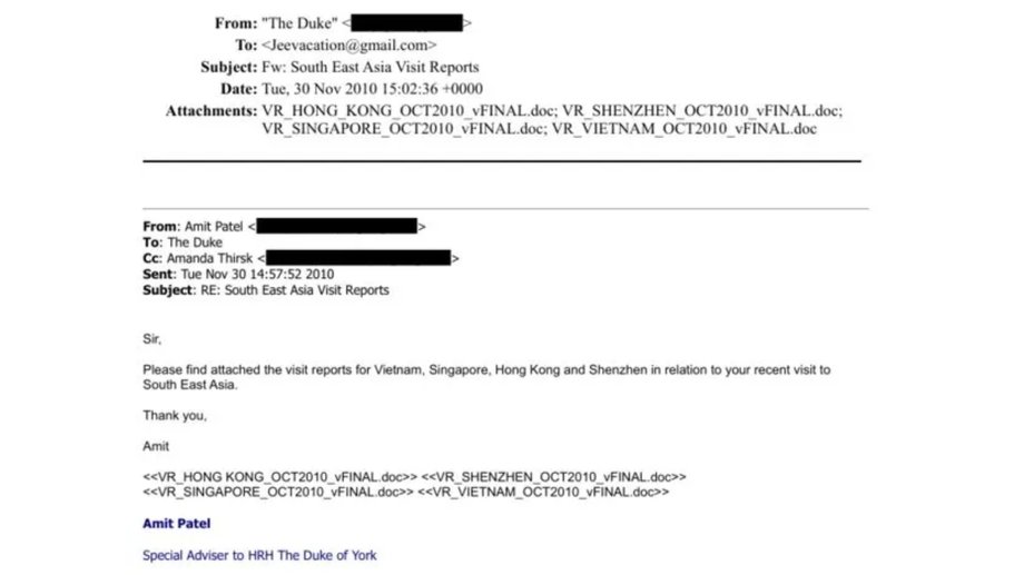 Jedna z wiadomości księcia Andrzeja do Jeffreya Epsteina