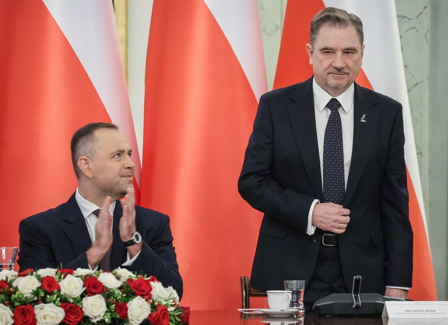 Spotkanie prezydenta Karola Nawrockiego z Piotrem Dudą, szefem NSZZ "Solidarność" w Pałacu Prezydenckim