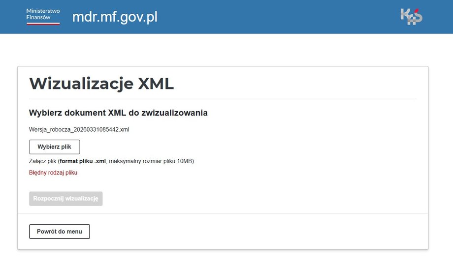 Aplikacja MF nie wizualizuje roboczej e-faktury