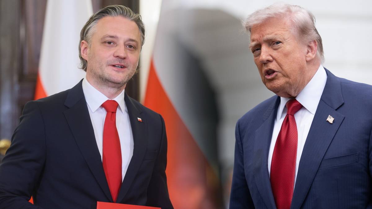 Dwóch mężczyzn w garniturach, jeden z nich to Karol Nawrocki, drugi to Donald Trump.