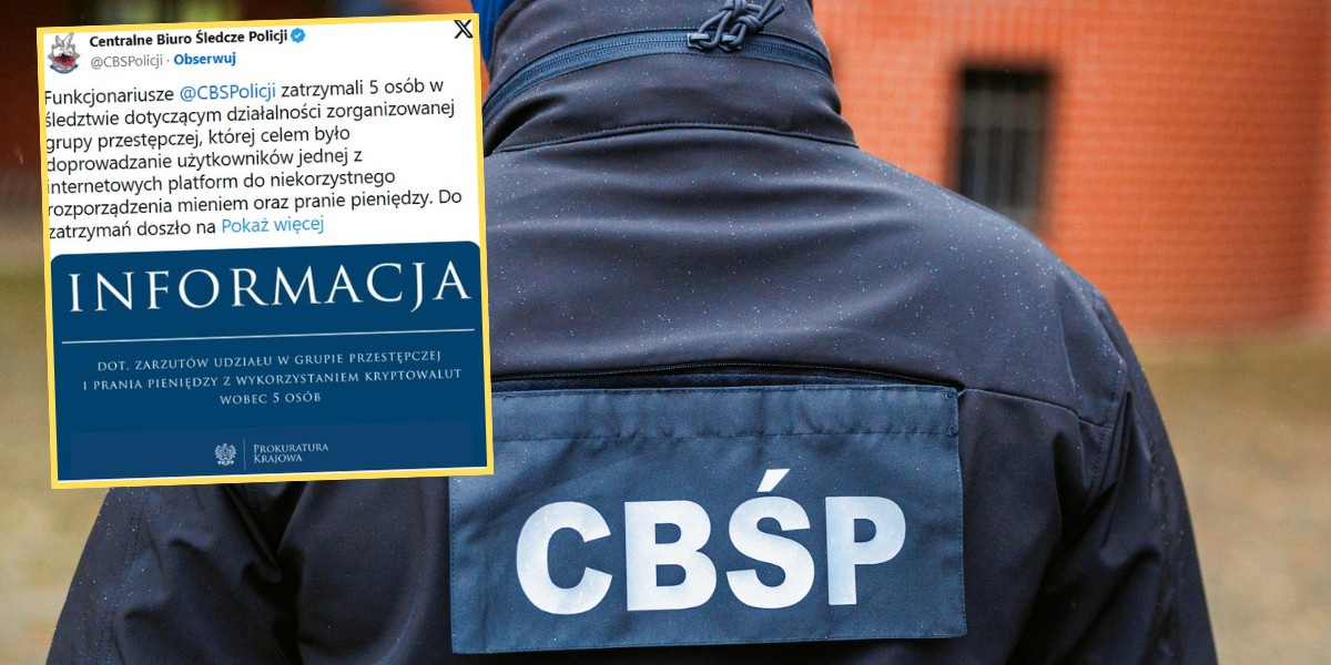 CBŚP zatrzymało pięć osób w związku z aferą platformy AdBlast (fot. X/CBŚP)