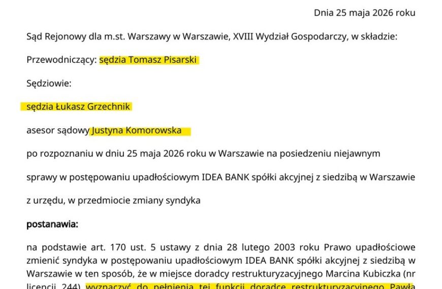 Idea Bank ma zarządcę. Sąd zaskakuje werdyktem w&hellip;
