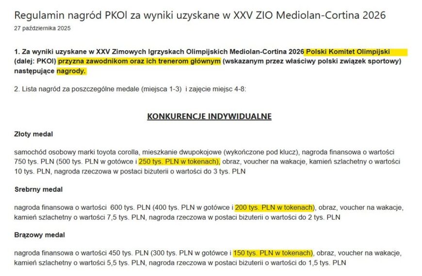 Premie dla medalistów z Cortiny: Zamieszanie wokół wypłat.&hellip;