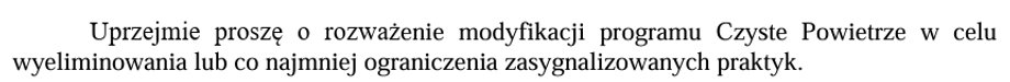 Fragment pisma wiceprezesa WFIOŚ w Toruniu z lutego 2024 r.