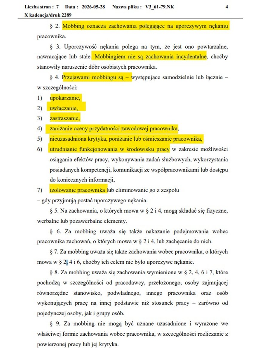 Nowa definicja mobbingu