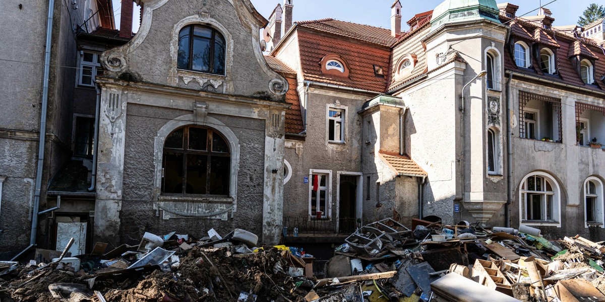 Lądek Zdrój po przejściu fali powodziowej.